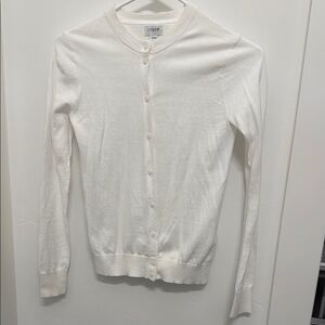 J. Crew White Cardigan Sweater Lightweight Knit